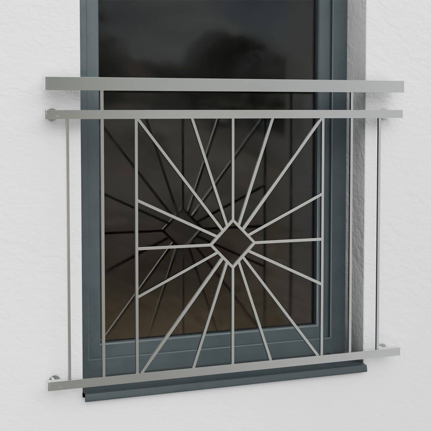 Französischer Balkon Edelstahl Sonne Karo