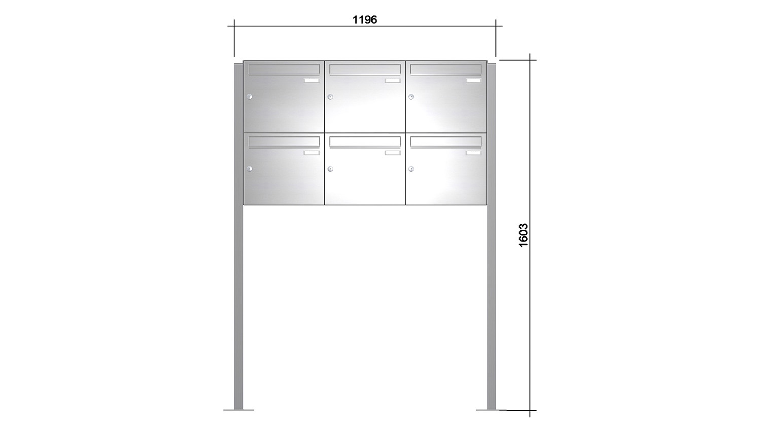 Briefkastenanlage | Freistehend | 6-fach | Senkrecht | Edelstahl
