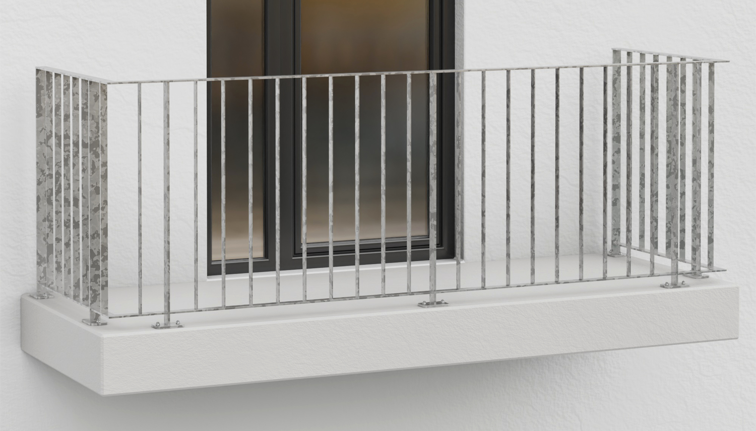 Balkongeländer verzinkt Flachstahl Modern 