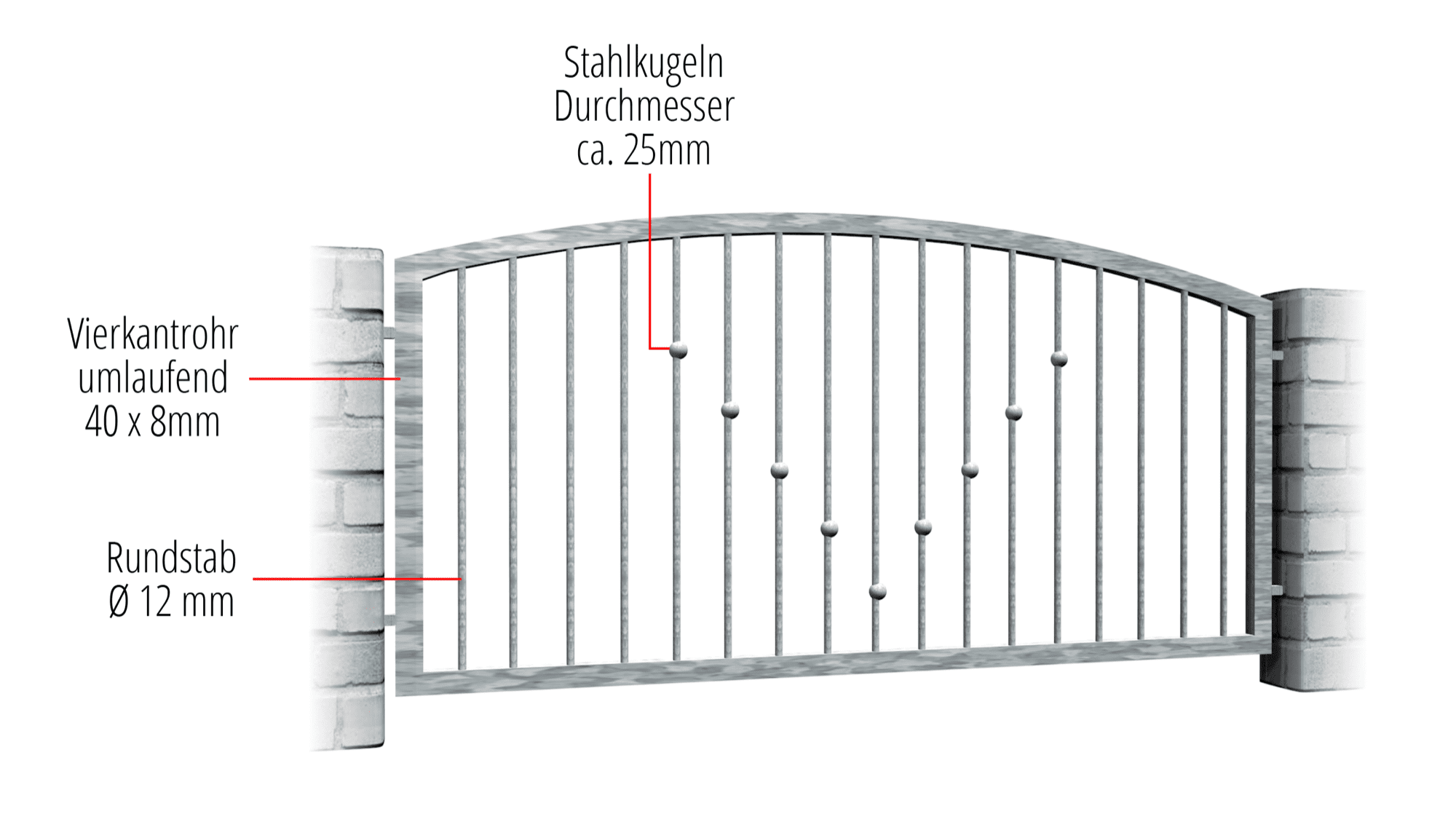 Gartenzaun verzinkt V-Kugeln, OB