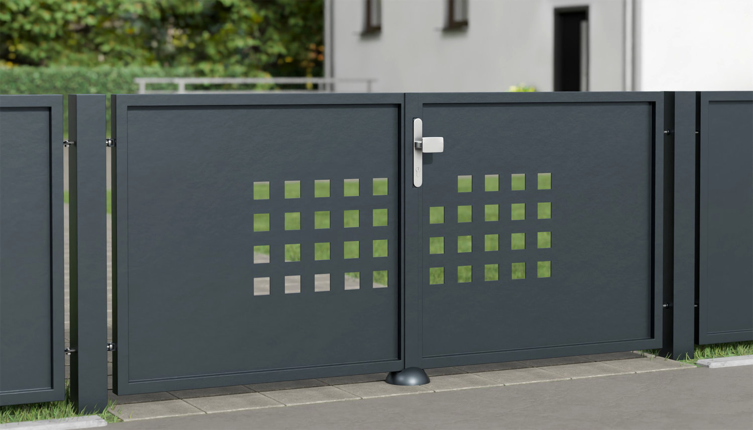 Gartentor Alu 2-flügelig Sichtschutz QLR, GE