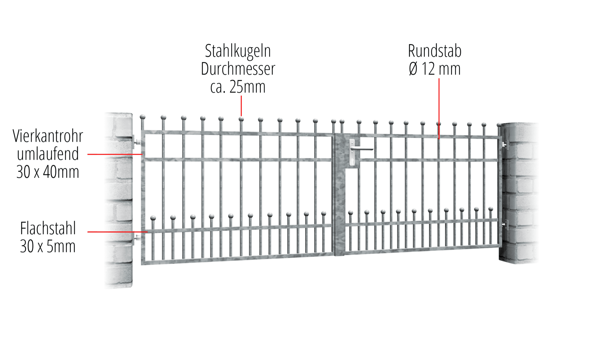 Gartentor verzinkt 2-flügelig Bonn, GE