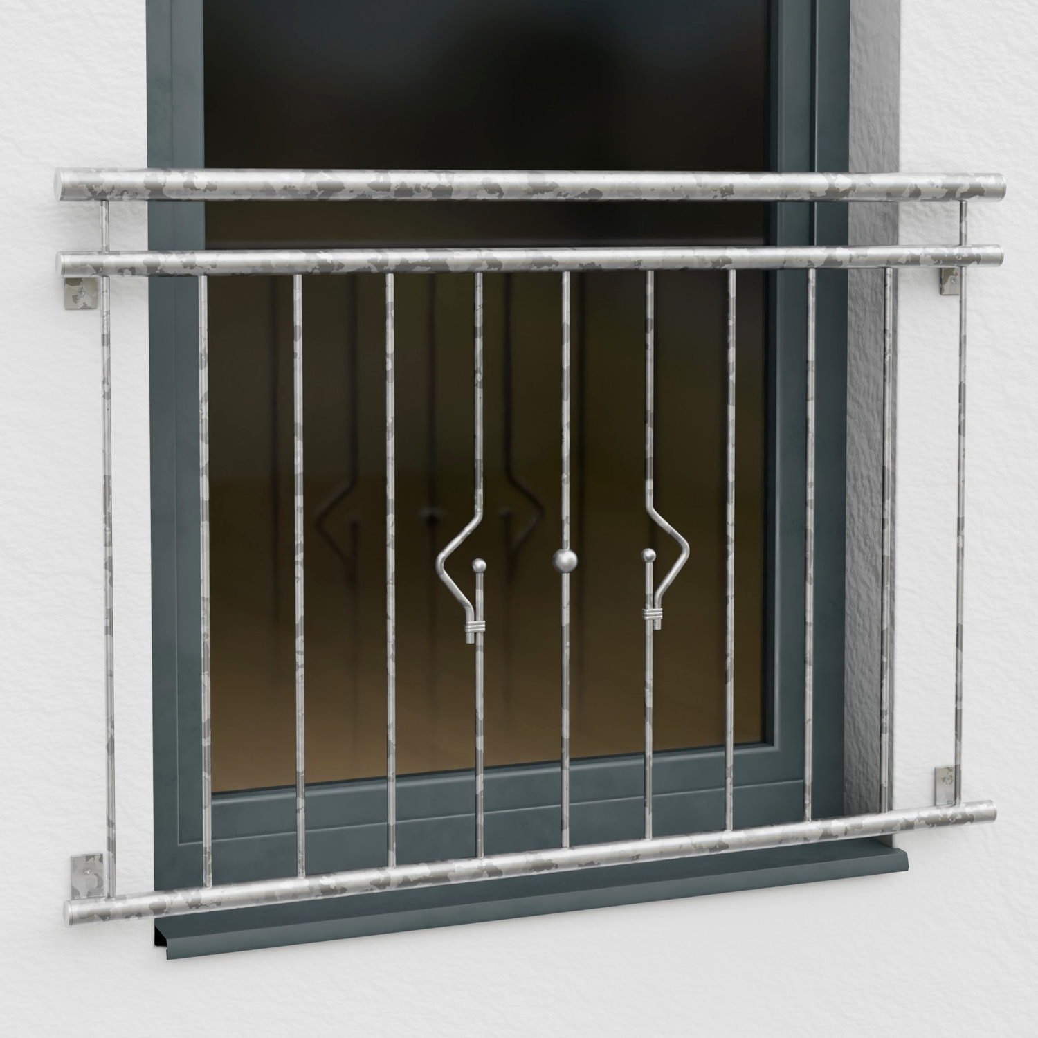 Französischer Balkon verzinkt Sonnensystem Ornament 
