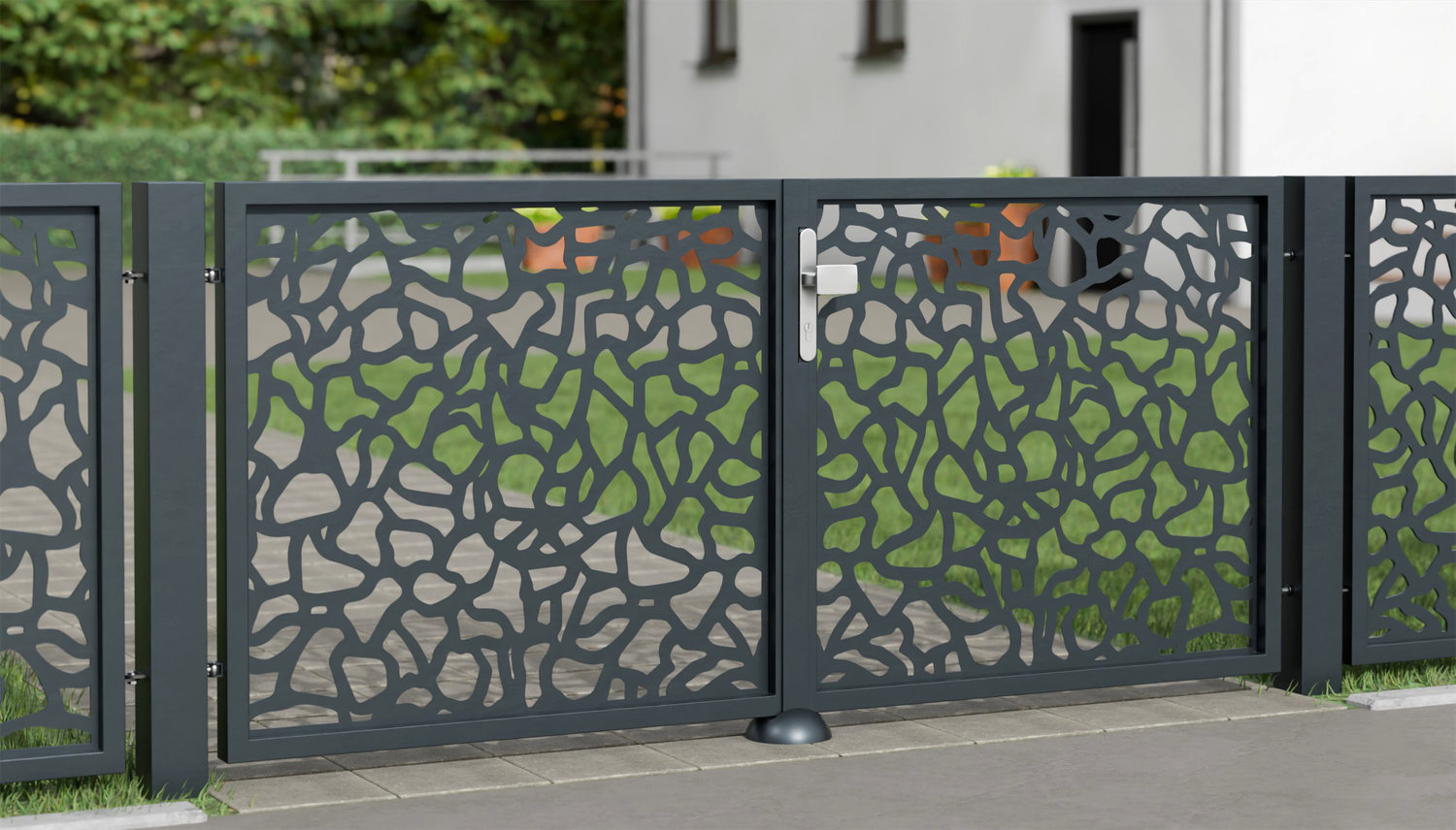 Gartentor Alu 2-flügelig Laserschnitt Design AB 2