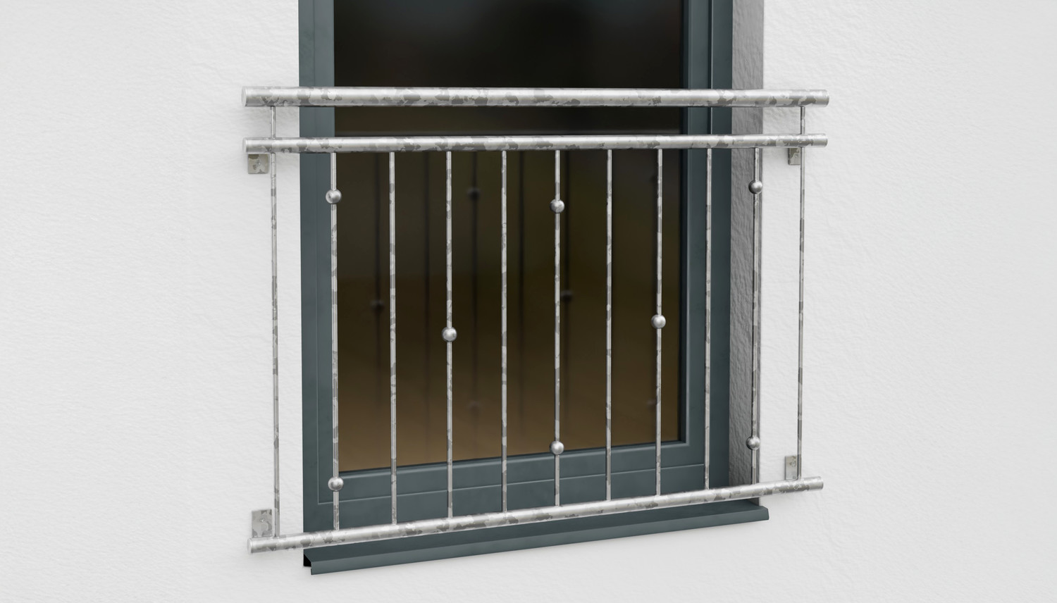 Französischer Balkon verzinkt Kugeln versetzt