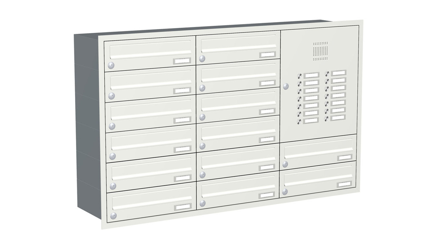 Briefkastenanlage | Unterputz | 14-fach | Waagerecht | Audio | Video | Farbe