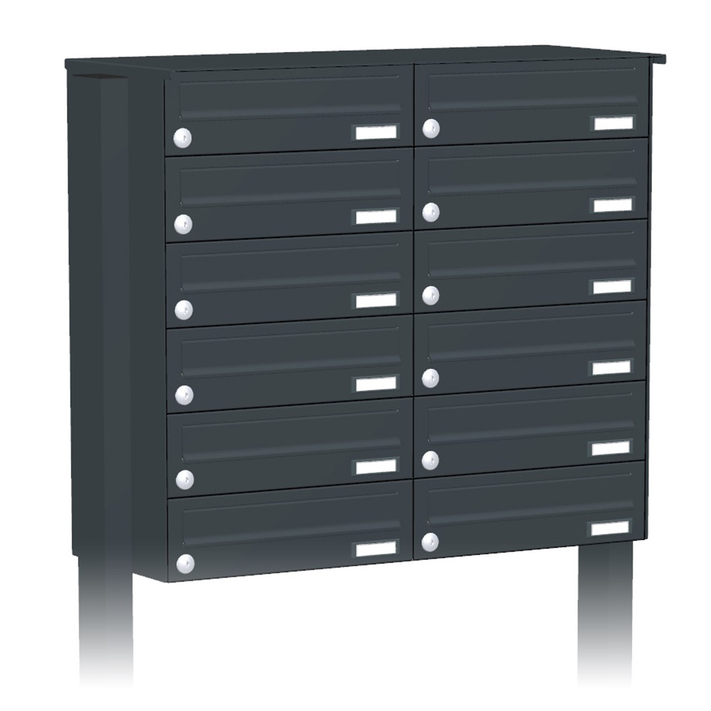 Briefkastenanlage | Freistehend | 12-fach | Waagerecht | Farbe