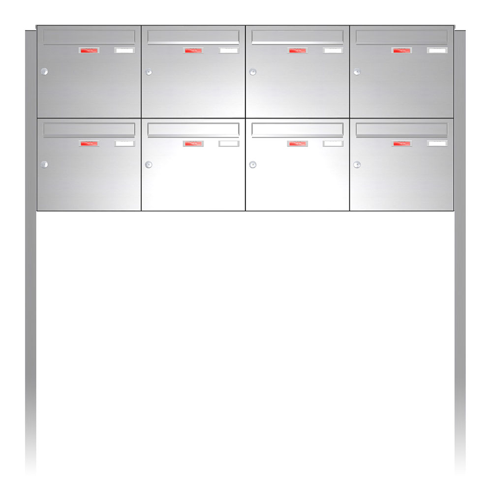 Briefkastenanlage | Freistehend | 8-fach | Senkrecht | Edelstahl