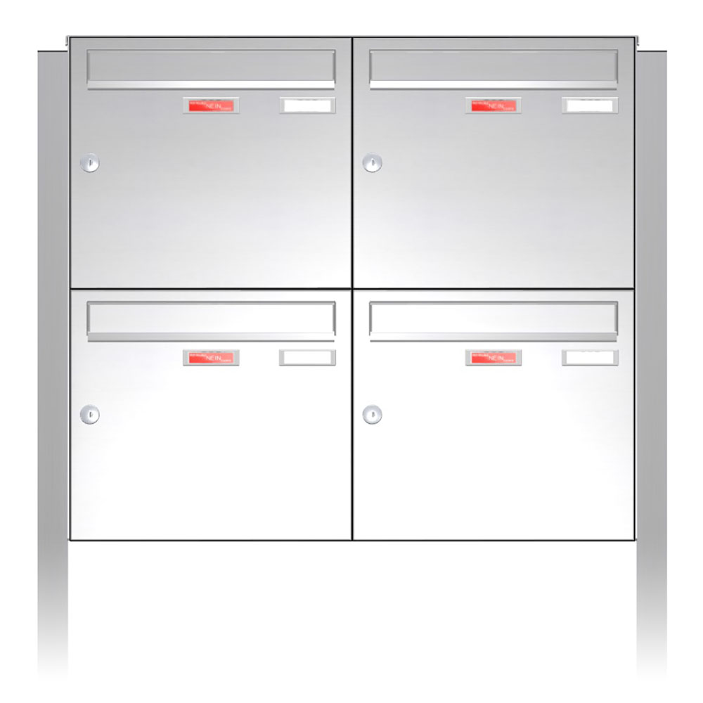 Briefkastenanlage | Freistehend | 4-fach | Senkrecht | Edelstahl