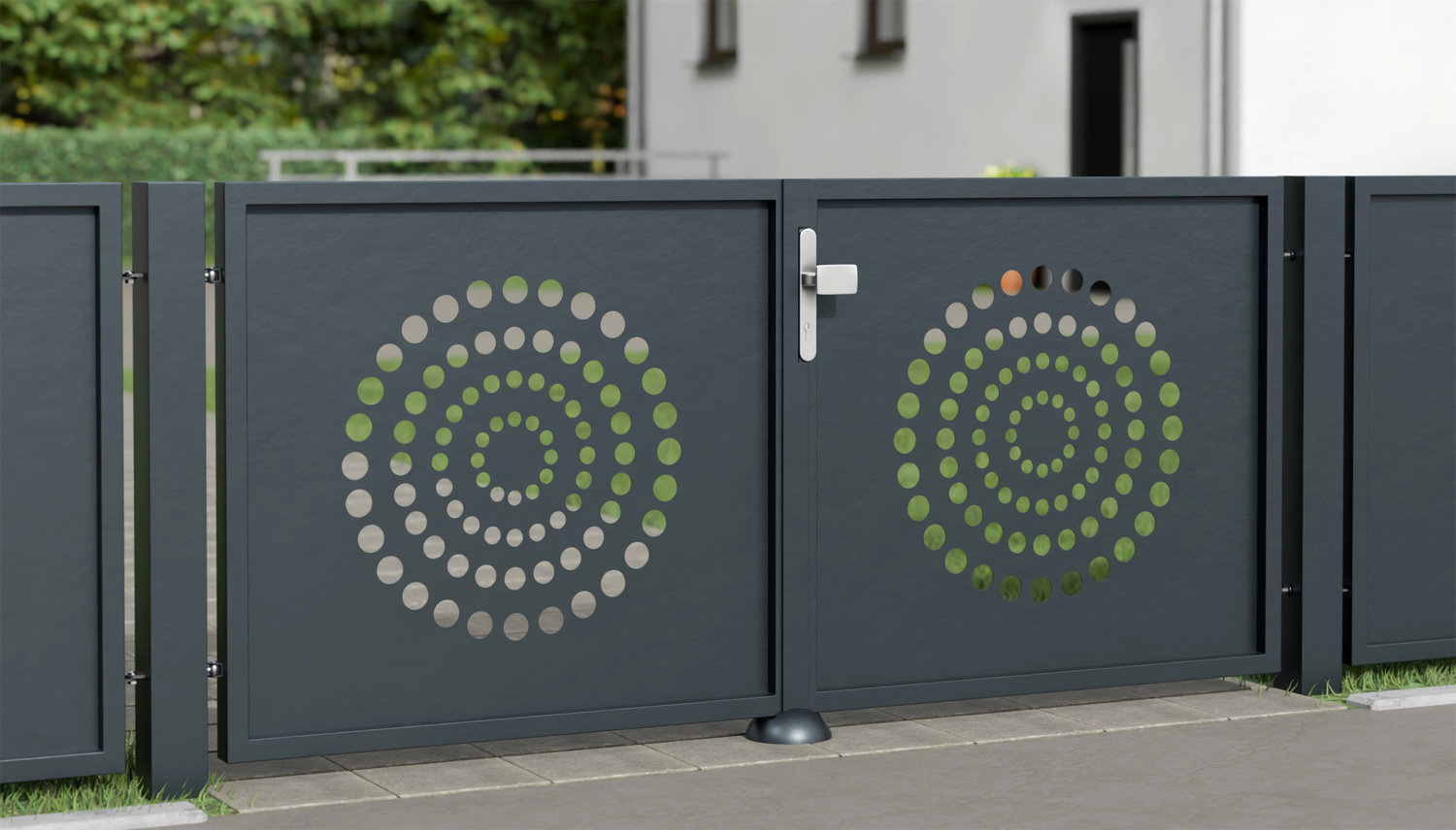 Gartentor Alu 2-flügelig Laserschnitt Design KR