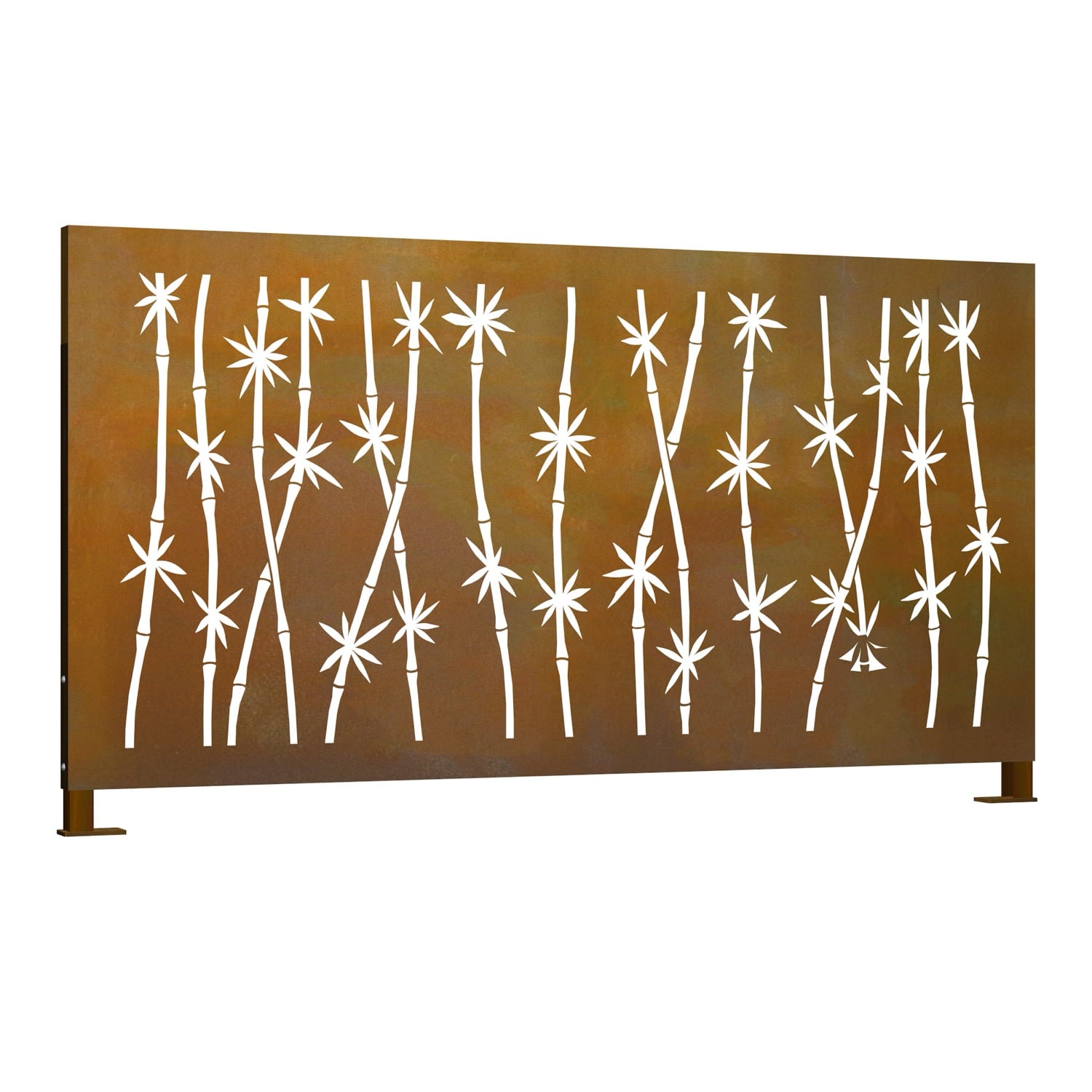 Sichtschutz Cortenstahl Stele Bambuswald Querformat 