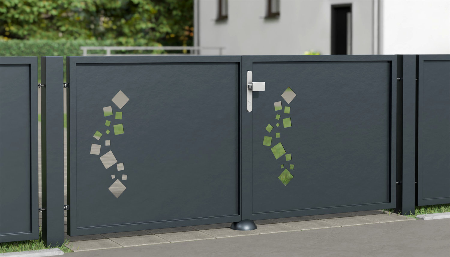 Gartentor Alu 2-flügelig Sichtschutz QE, GE