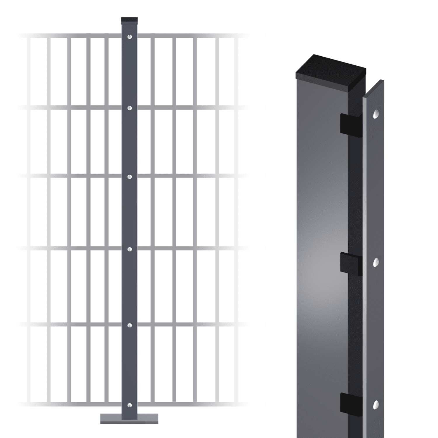 Stabgitterzaunpfosten verzinkt 60x40x2 mm