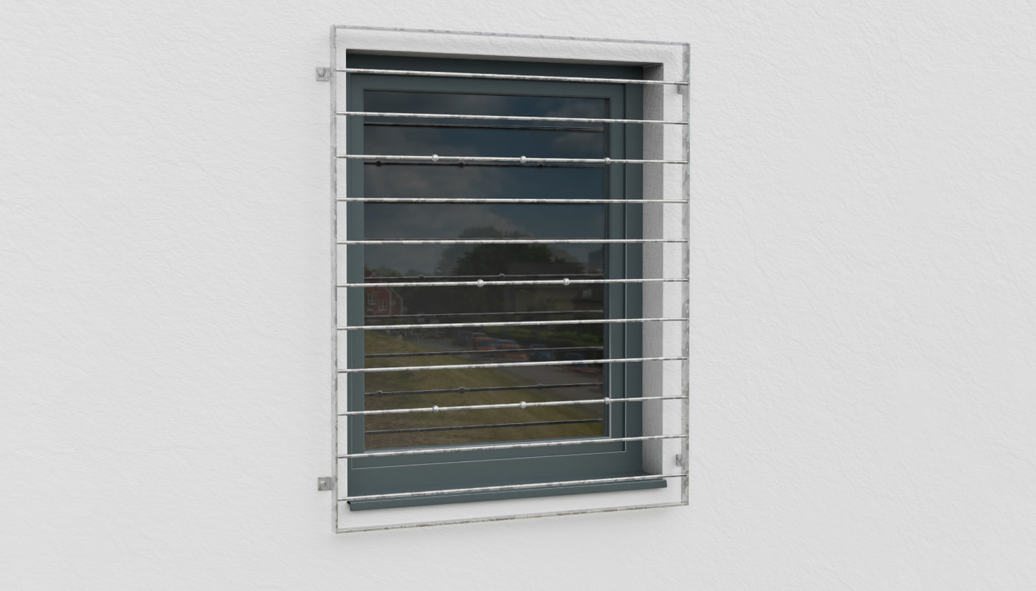 Fenstergitter verzinkt Querstab Kugel